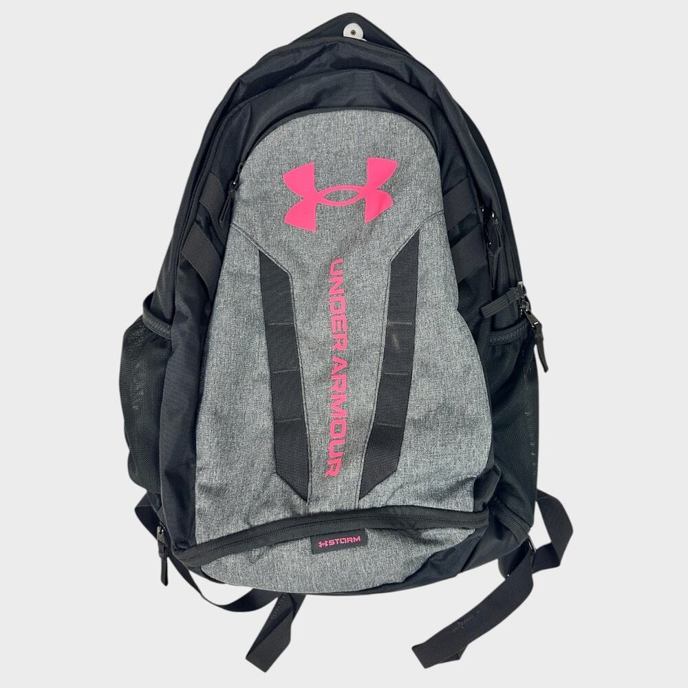 Under Armour Storm Black and Gray Backpack with Pink Logo